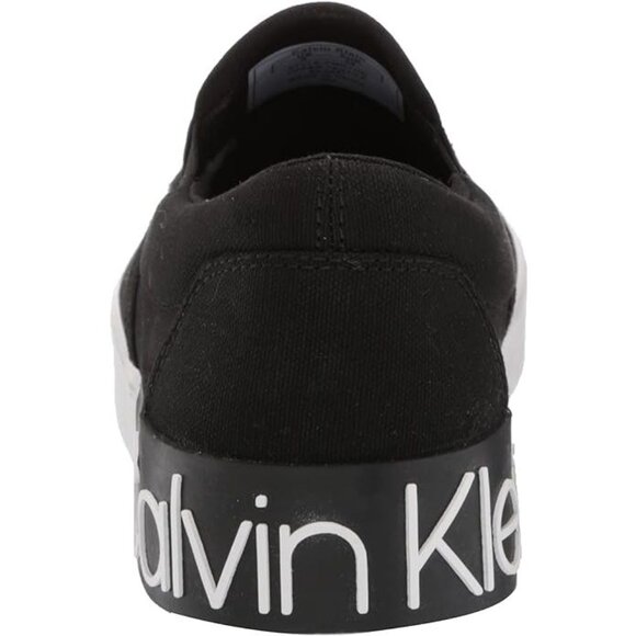 NEW Calvin Klein Men Ryor Black White Canvas Slip On Flat Sole Sneaker Shoe - Picture 5 of 7